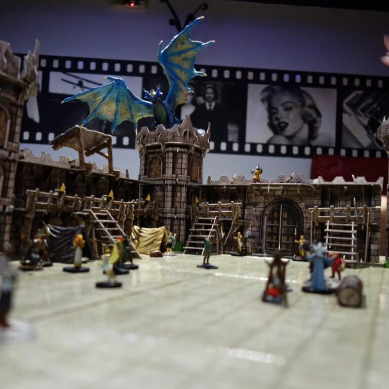 a dragon attacks a castle