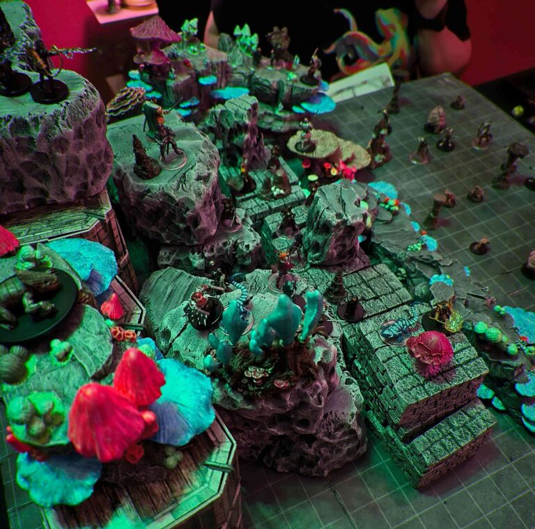 cliffs filled with mushrooms in the underdark