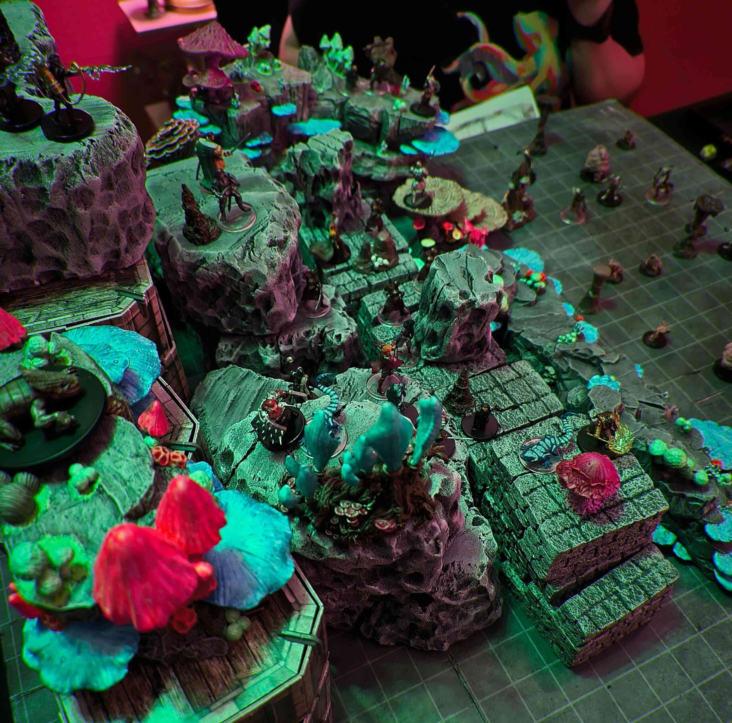 cliffs filled with mushrooms in the underdark